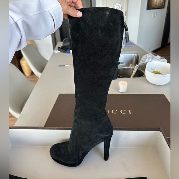 Gucci Black Suede High Boots with Heel - Picture 6 of 13